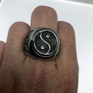 Mens' Stainless Steel Ying Yang Ring